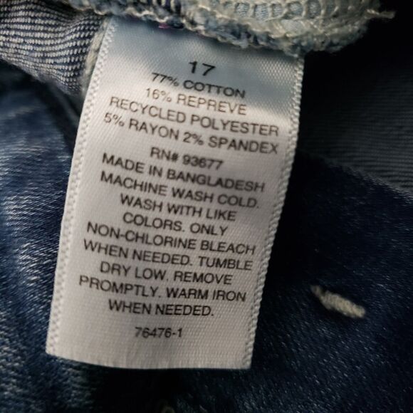 Arizona Denim Bermuda Shorts PLUS SIZE 17 Blue Mid Rise Jeans Distressed 9" Inse - Picture 7 of 8